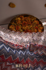 floral printed hand-crafted cutdaana and sequin work organza saree