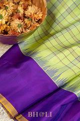 green and purple handwoven silk by silk kuttu gadwal