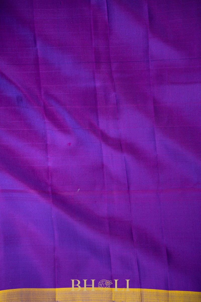green and purple handwoven silk by silk kuttu gadwal