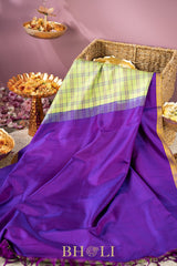 green and purple handwoven silk by silk kuttu gadwal