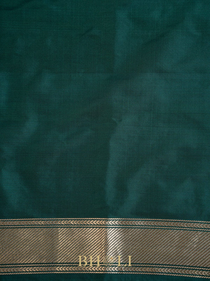 green handwoven pure katan silk kaduwa banarasi