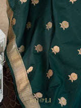 green handwoven pure katan silk kaduwa banarasi