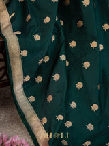 green handwoven pure katan silk kaduwa banarasi