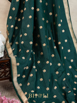 green handwoven pure katan silk kaduwa banarasi