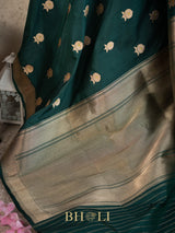 green handwoven pure katan silk kaduwa banarasi
