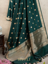 green handwoven pure katan silk kaduwa banarasi
