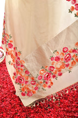 Hand Embroidered Parsi Gara on Katan Silk Banarasi