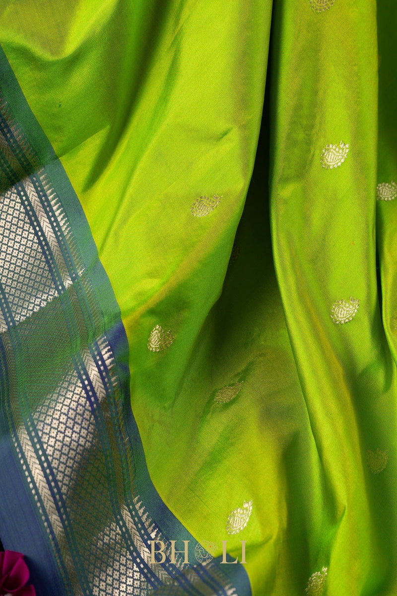 handwoven asawali pure mulberry silk Paithani