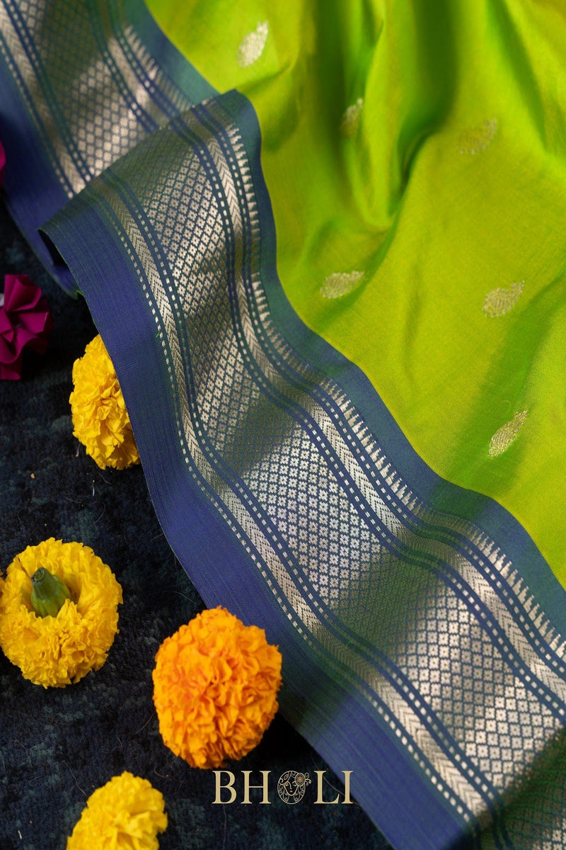 handwoven asawali pure mulberry silk Paithani