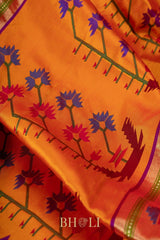 handwoven asawali pure mulberry silk Paithani
