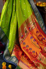 handwoven asawali pure mulberry silk Paithani