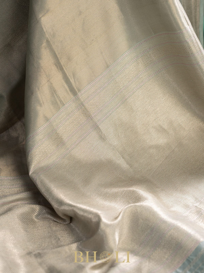 handwoven brocade light blue pure katan banarasi