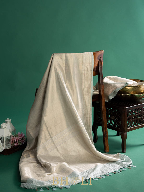 handwoven brocade light blue pure katan banarasi
