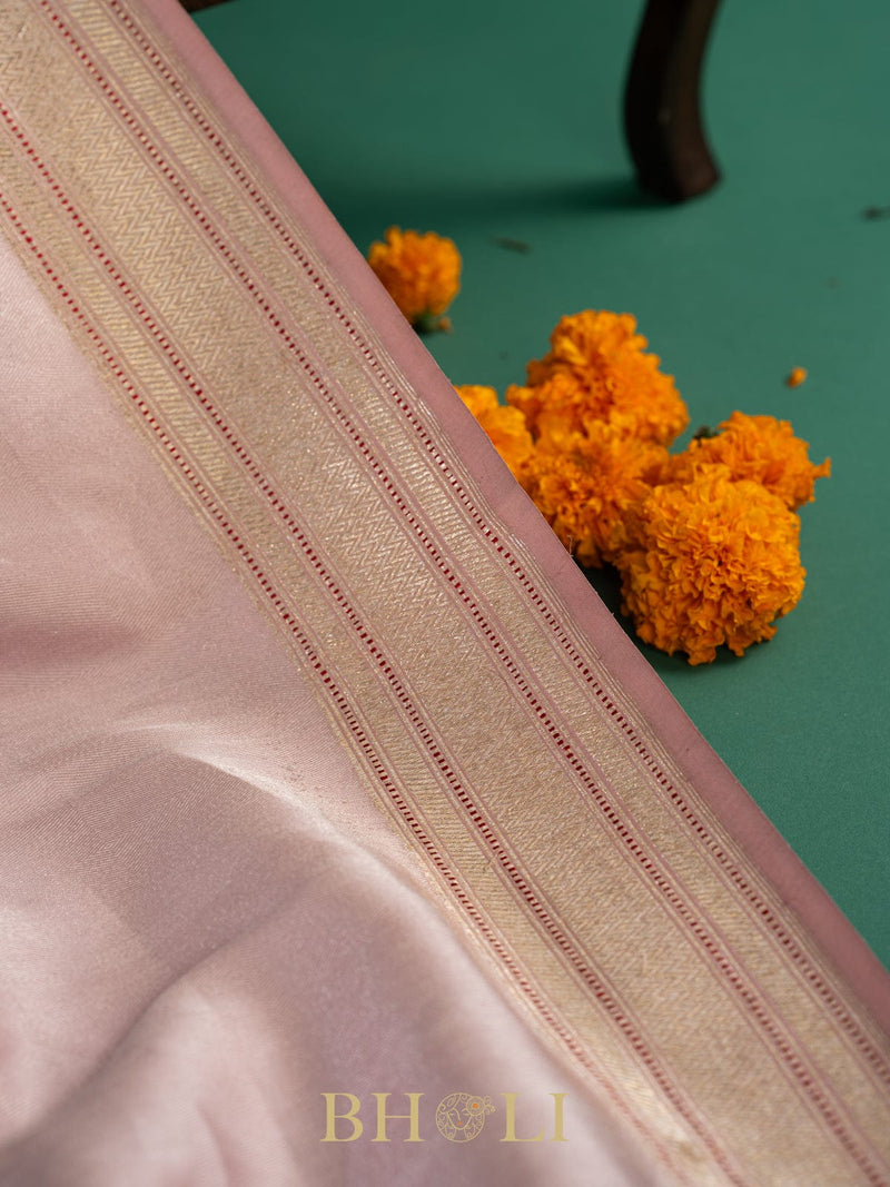 handwoven brocade light pink pure katan banarasi