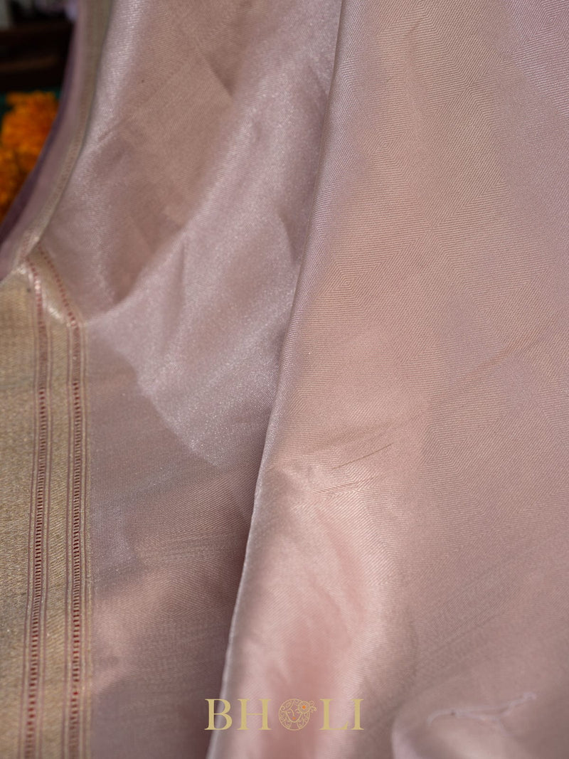handwoven brocade light pink pure katan banarasi