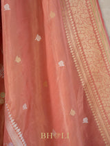 handwoven coral tissue silk kaduwa butas banarasi