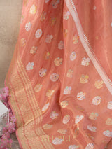 handwoven coral tissue silk kaduwa butas banarasi