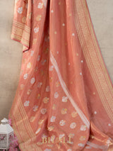 handwoven coral tissue silk kaduwa butas banarasi