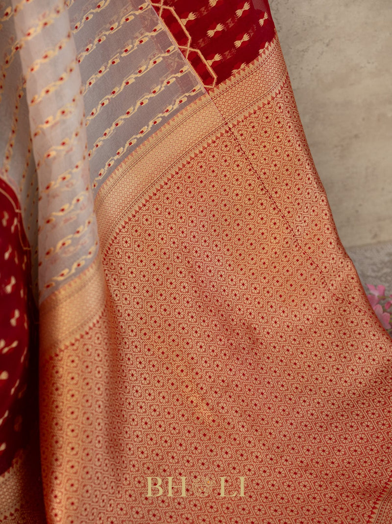 handwoven gold zari pure kora silk banarasi