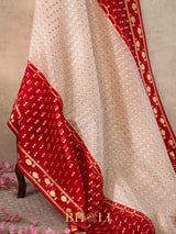 handwoven gold zari pure kora silk banarasi