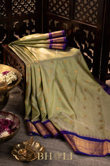 handwoven green kuttu silk by silk gadwal