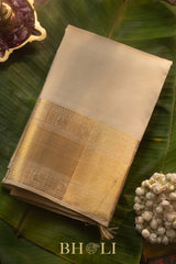 handwoven ivory pure zari mulberry silk kanjivaram