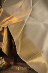 handwoven ivory pure zari mulberry silk kanjivaram