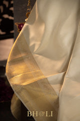 handwoven ivory pure zari mulberry silk kanjivaram