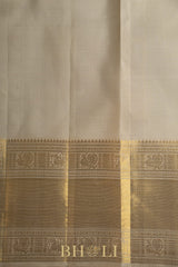 handwoven ivory pure zari mulberry silk kanjivaram