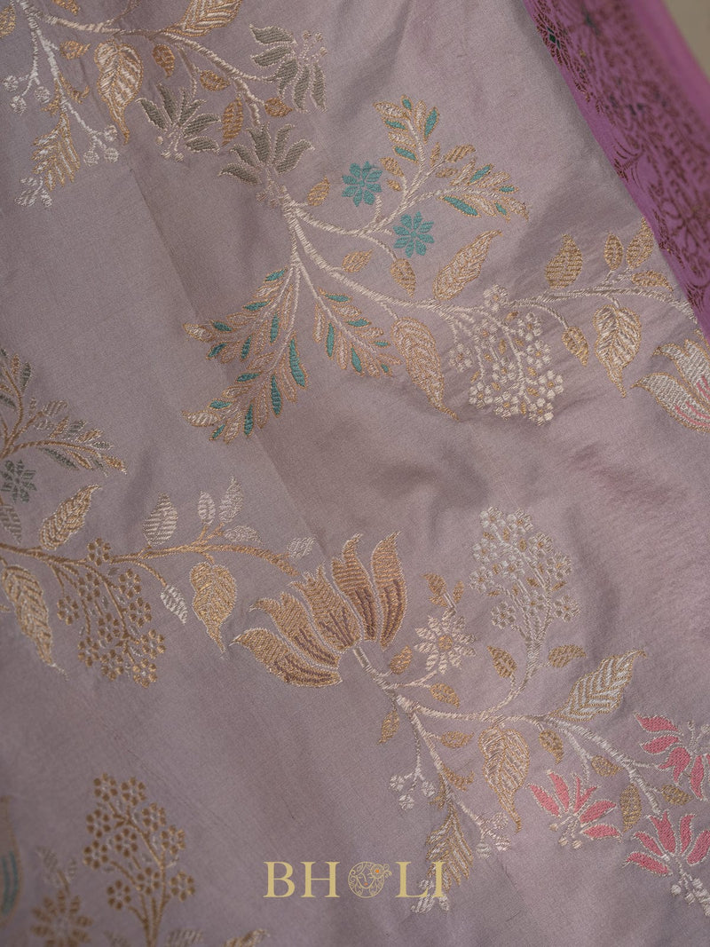 handwoven kaduwa jungla meenakari kadiyal border katan banarasi