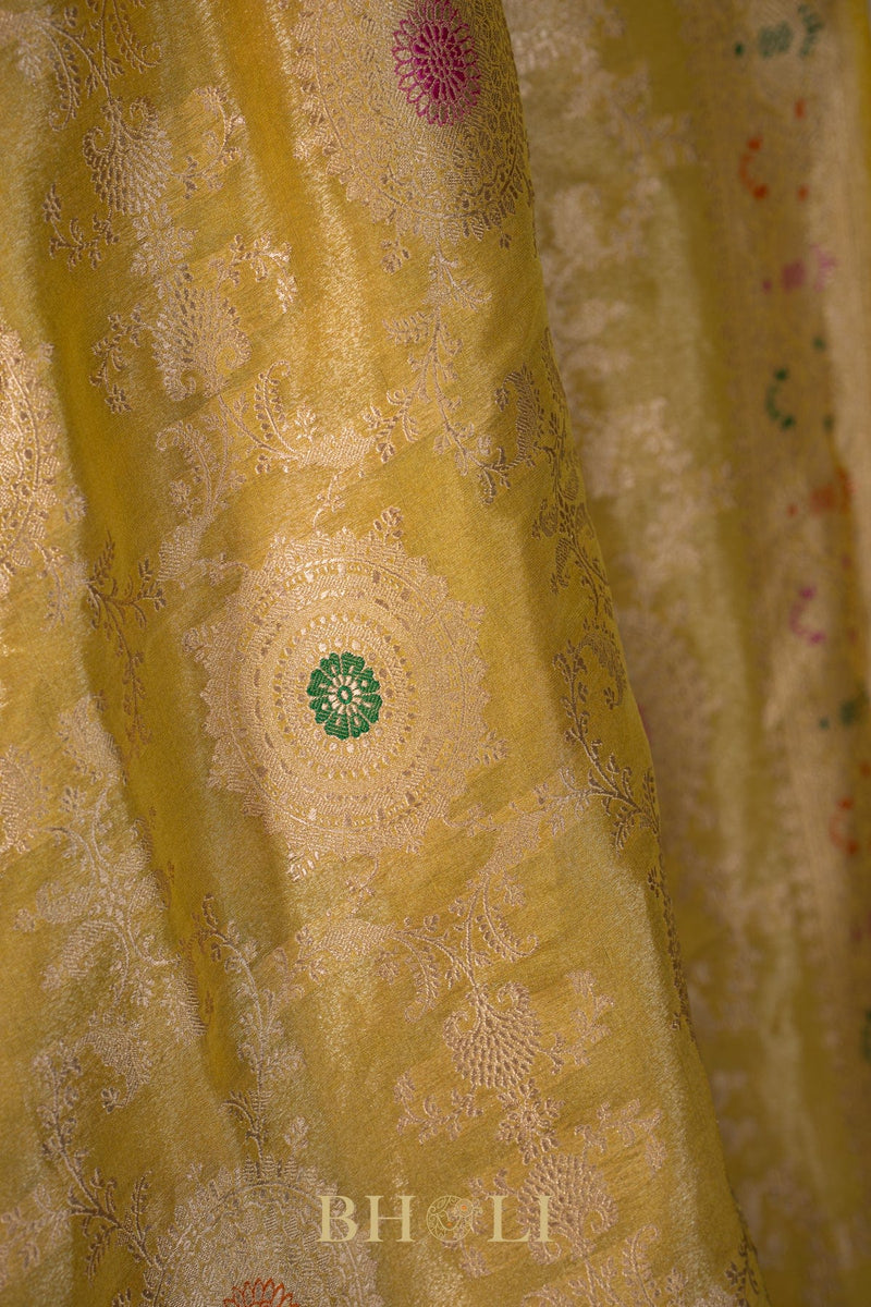 handwoven kaduwa jungla meenkari tissue banarasi