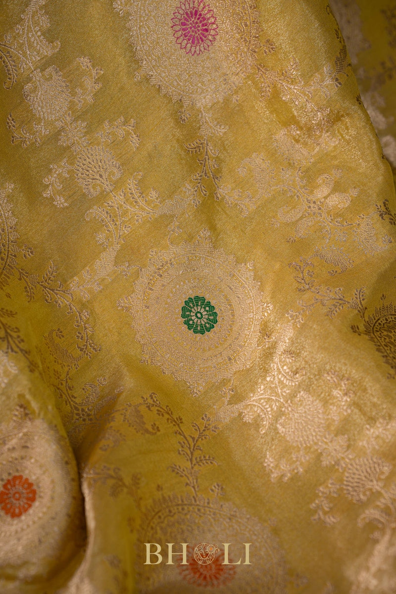 handwoven kaduwa jungla meenkari tissue banarasi
