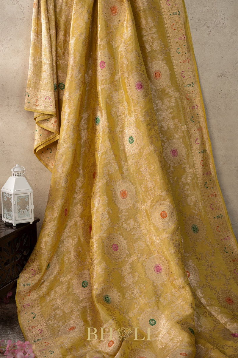 handwoven kaduwa jungla meenkari tissue banarasi