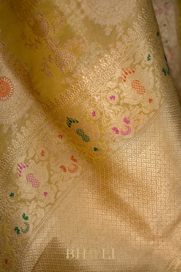 handwoven kaduwa jungla meenkari tissue banarasi