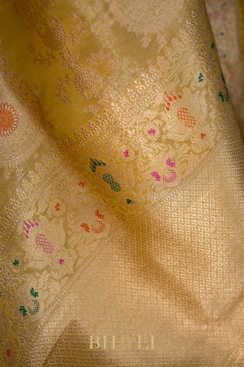 handwoven kaduwa jungla meenkari tissue banarasi