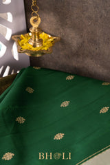 handwoven kai korvai pure mulberry silk green kanjivaram