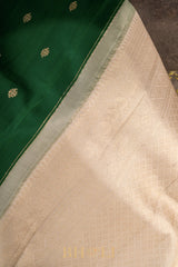handwoven kai korvai pure mulberry silk green kanjivaram