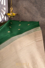 handwoven kai korvai pure mulberry silk green kanjivaram