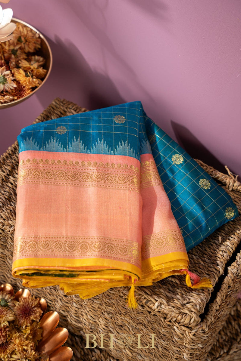 handwoven kuttu checkerd gadwal silk by silk