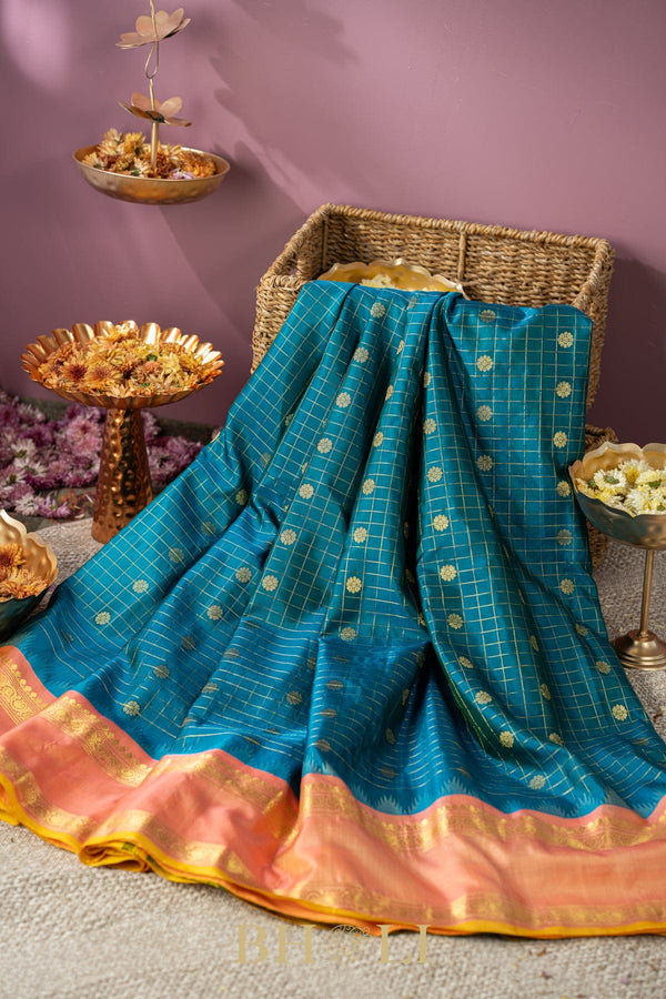 handwoven kuttu checkerd gadwal silk by silk