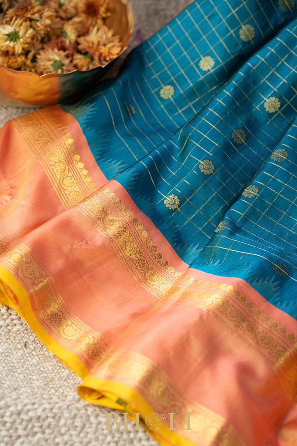 handwoven kuttu checkerd gadwal silk by silk