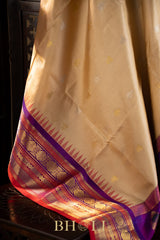 handwoven kuttu silk by silk contrast pallu gadwal