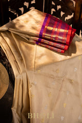 handwoven kuttu silk by silk contrast pallu gadwal