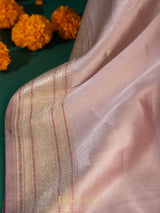 handwoven light pink silver brocade katan silk banarasi