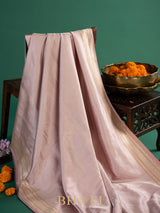 handwoven light pink silver brocade katan silk banarasi