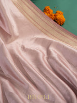 handwoven light pink silver brocade katan silk banarasi