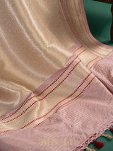 handwoven light pink silver brocade katan silk banarasi