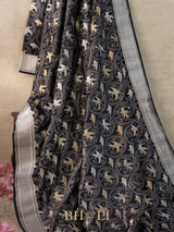 handwoven mashru gaji kaduwa jungla black banarasi