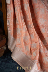 handwoven mashru gaji kaduwa jungla silver zari banarasi