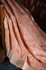 handwoven mashru gaji kaduwa jungla silver zari banarasi